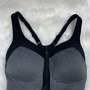 Champion Sport Bra~Gray Padded Wireless Race Back Zip Front~Size 34D